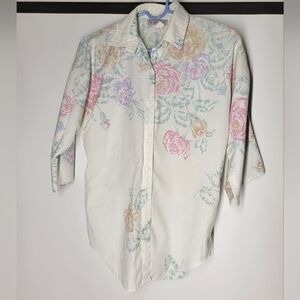 Cabrais Floral Button-Up Quarter Sleeve Shirt